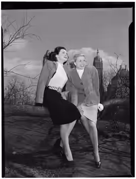 Gottlieb, William P., 1917-, photographer. [Portrait of Doris Day and Kitty Kallen, Central Park, New York, N.Y., ca. Apr. 1947] 1 negative : b&amp;w ; 3 1/4 x 