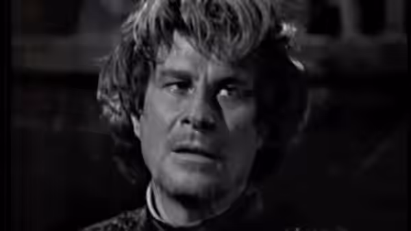 Amedeo Nazzari in una scena del film per la televisione La cena delle beffe (1965)