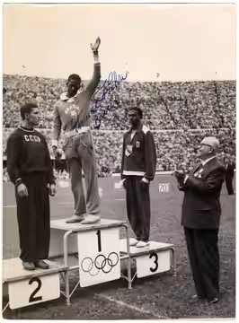 DA SILVA ADHEMAR: (1927-2001) Brazilian Athlete, Olympic Gold Medallist in the Triple Jump at Helsinki (1952) and Melbourne (1956). Vintage signed 6 x 8 photogr