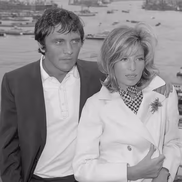 "Modesty Blaise" film van Amerikaan Joseph Losey. Filmopnamen te Amsterdam. Monica Vitti en tegenspeler Terence Stamp 12 juli 1965