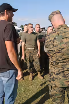 WILMINGTON, N.C. (September 20, 2006)- Director/actor Paul Johansson has a conversation with Marines of 2nd Marine Division during the rehearsals for an episode