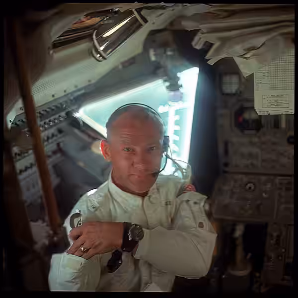 Attempted a clean-up of an iconic image of one of my true heroes Buzz Aldrin - using the original from here - <a href="https://www.flickr.com/photos/projecta (2019)