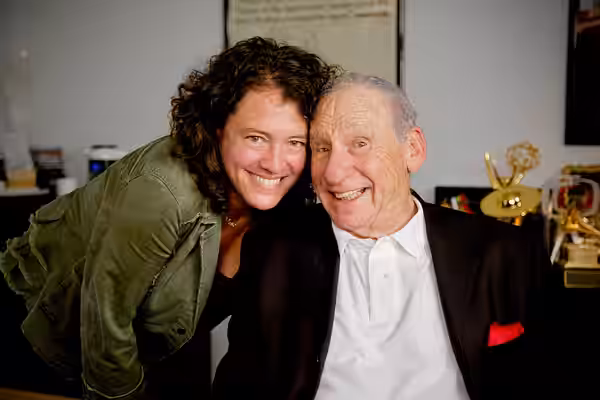 Ferne Pearlstein with Mel Brooks in 2014 during the filming of "The Last Laugh." (Photo by Robert Edwards) (2025)