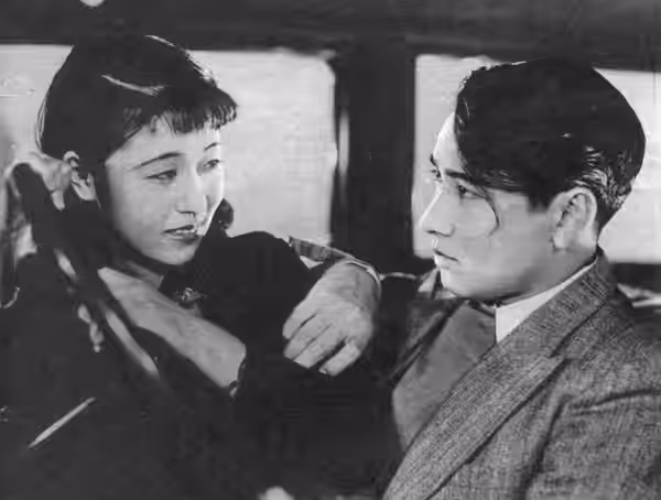 Kinuyo Tanaka and Kazuo Hasegawa (as Chōjirō Hayashi) in Watashi no niisan (私の兄さん) directed by Yasujirō Shimazu, 1934