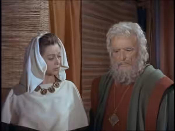 Scena del film "I patriarchi" (1964), con Luisa Della Noce, che interpreta Sara, e Fosco Giachetti che interpreta Abramo.