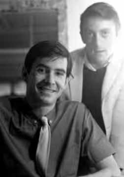 Anthony Perkins and lover Grover Dale backstage Greenwillow (1960)