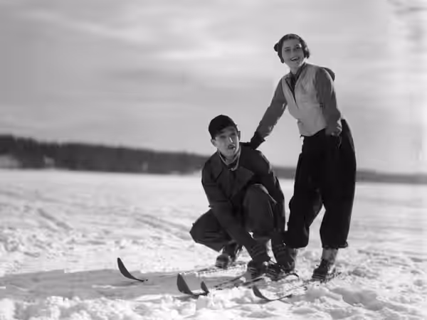 "Kära släkten". Sickan Carlsson och Georg Rydeberg.Filmning av "Kära släkten"2/33-31 (1933)