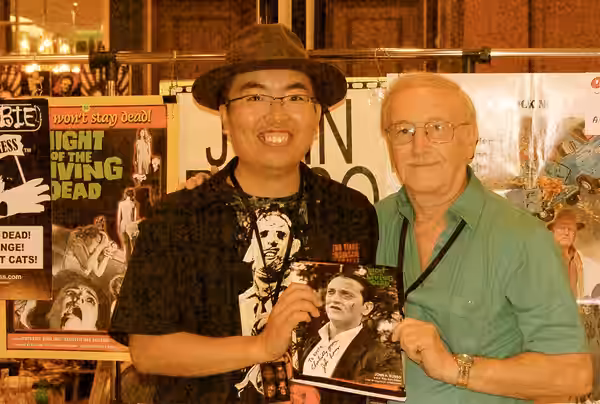 John A. Russo(right) who is the co-creator of the 1968 classical zombie film Night of the Living Dead and the Japanese filmmaker Ryota Nakanishi who is the film (2012)