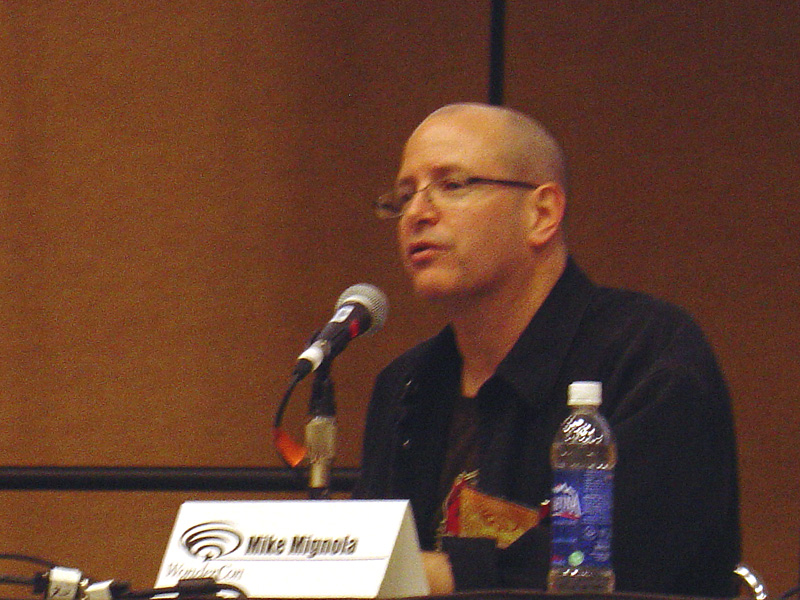 Mike Mignola on a panel at the WonderCon, 2006