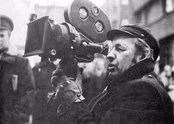 Andrzej Wajda na planie "Ziemi Obiecanej", 1974