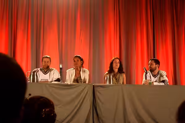 The cast of Eureka speaking at the 2012 Phoenix Comicon in Phoenix, Arizona. Please attribute to Gage Skidmore if used elsewhere.