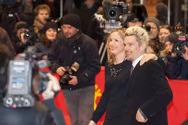 Julie Delpy and Ethan Hawke, red carpet for the premiere of "Before Midnight" (2013)