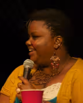Nicole Byer at "The Fascinator", a panel quiz show at the UCB East Theatre (2012)