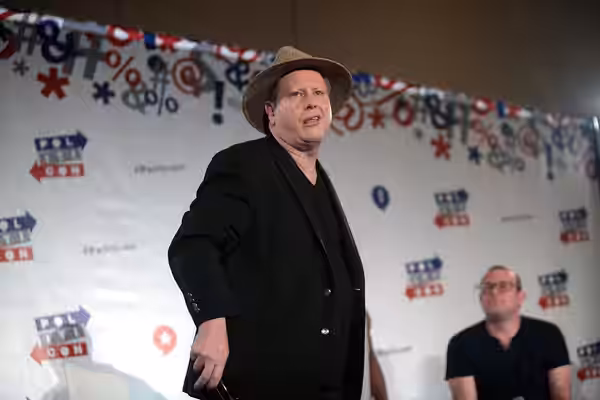 Darrell Hammond and James Adomian speaking at the 2016 Politicon at the Pasadena Convention Center in Pasadena, California. Please attribute to Gage Skidmore if