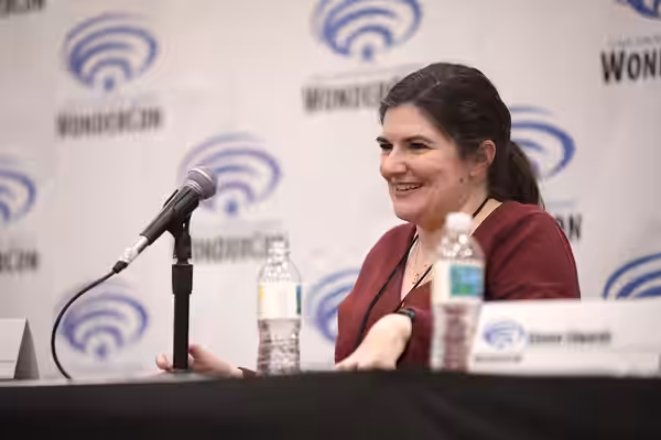A. C. Bradley speaking at the 2023 WonderCon at the Anaheim Convention Center in Anaheim, California. Please attribute to Gage Skidmore if used elsewhere.