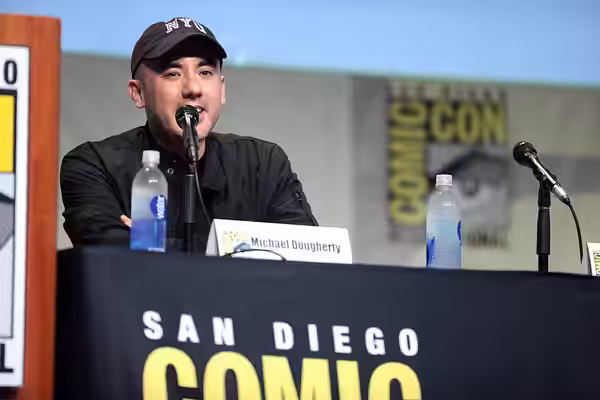 Michael Dougherty speaking at the 2015 San Diego Comic Con International, for "Krampus", at the San Diego Convention Center in San Diego, California. Please att