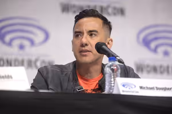 Michael Dougherty speaking at the 2019 WonderCon, for "Godzilla: King of the Monsters", at the Anaheim Convention Center in Anaheim, California. Please attribut