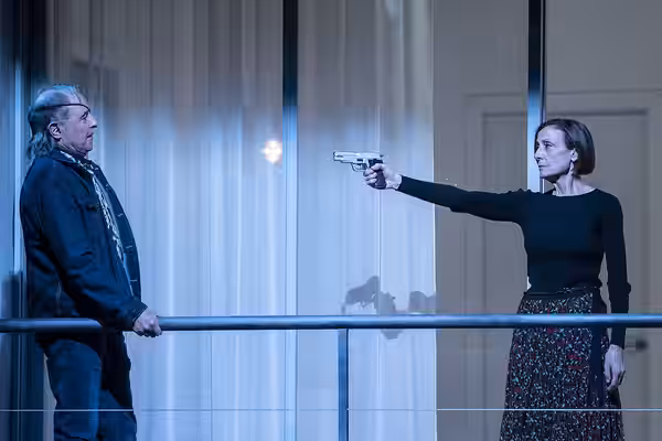 Theatral play Temps salvatge, of Josep Maria Miró, represented at the Teatre Nacional de Catalunya on season 2017-2018. In the picture appear Manel Barceló (as