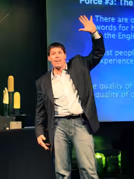 Author, life coach, and motivational speaker Tony Robbins. Photo taken at TED Convention in 2006.Emotional High-Five