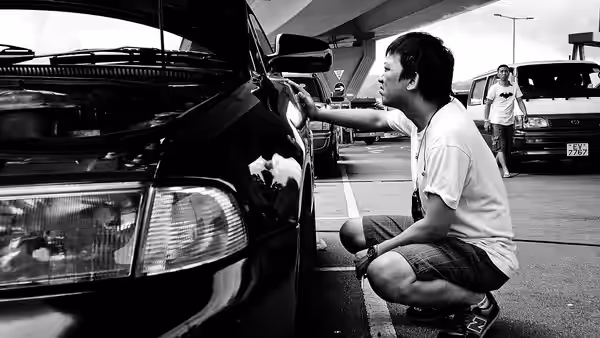Soi Cheang in the set of the 2012 film Motorway (2010)