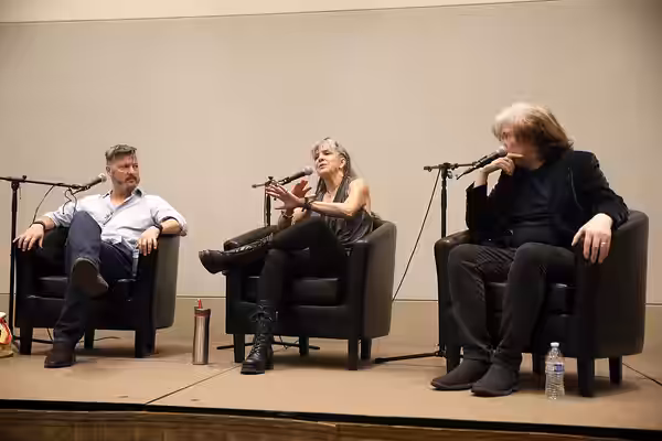 David Hayer, Jennifer Hale and Quinton Flynn speaking with attendees at the 2024 Game On Expo at the Phoenix Convention Center in Phoenix, Arizona. Please attri