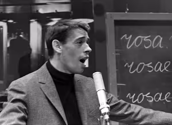 Jacquel Brel tijdens opnamen voor het KRO-televisieprogramma Domino in 1963 (2012)
