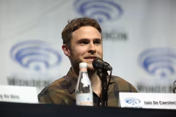 Iain De Caestecker speaking at the 2018 WonderCon, for "Agents of S.H.I.E.L.D.", at the Anaheim Convention Center in Anaheim, California. Please attribute to Ga