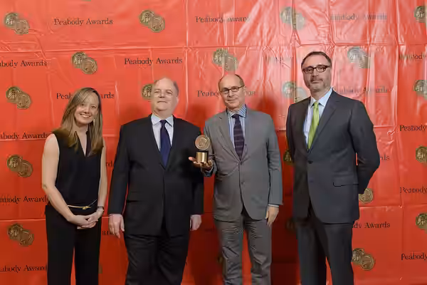 Liz Stanton, Frank Rich, James Lapine and Miky Wolf at the 73rd Annual Peabody Awards for "Six by Sondheim". (2014)