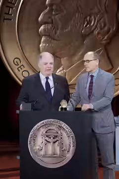 Frank Rich and James Lapine accept the Peabody Award for "Six by Sondheim" (2014)