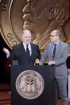 Frank Rich and James Lapine accept the Peabody Award for "Six by Sondheim" (2014)