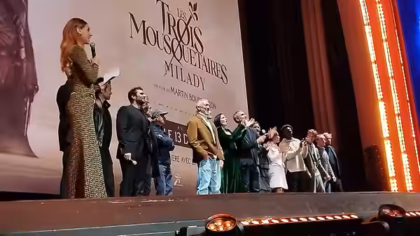 Vincent Cassel, François Civil, Romain Duris, Martin Bourboulon et Pio Marmaï à l'avant-première des "Trois Mousquetaires: Milady" au Grand Rex, en décembre 202 (2023)