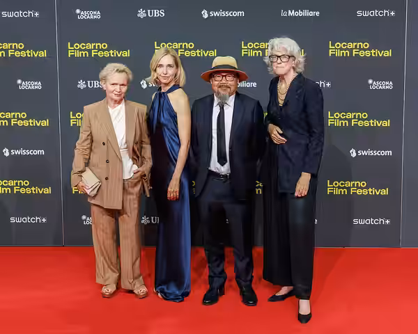 Renee Soutendijk, Ursina Lardi, Rithy Panh, Joslyn Barnes attend the "Le Pays d'Arto" red carpet during the 78th Locarno Film Festival on August 06, 2025 in Loc