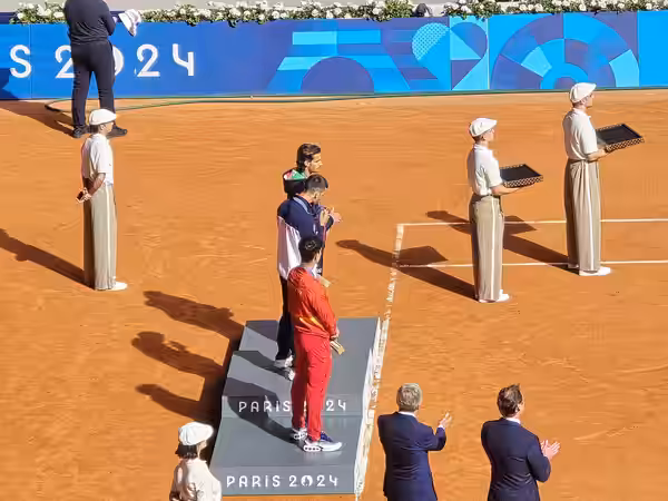 2024 Summer Olympics men's singles tennis tournament's podium, 2024-08-04