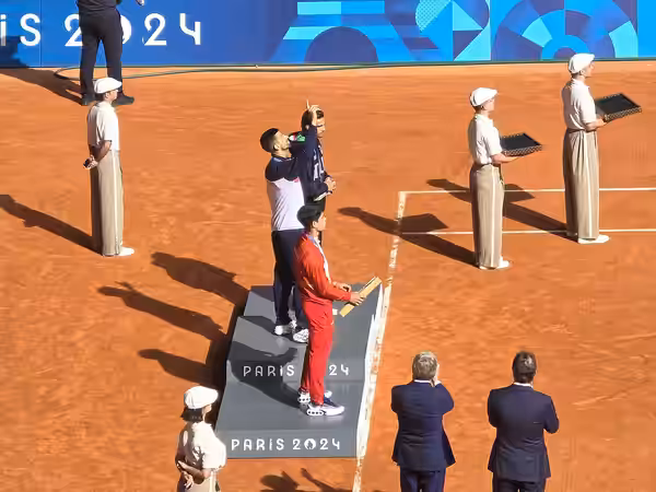 2024 Summer Olympics men's singles tennis tournament's podium, 2024-08-04