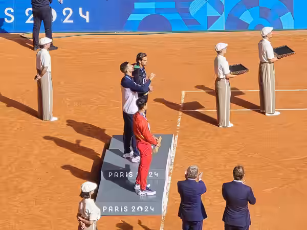2024 Summer Olympics men's singles tennis tournament's podium, 2024-08-04