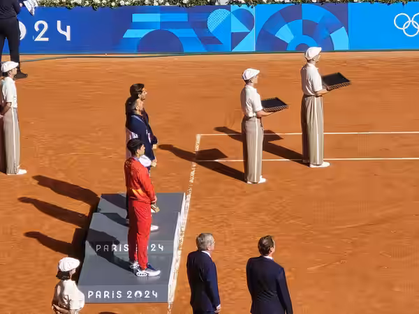 2024 Summer Olympics men's singles tennis tournament's podium, 2024-08-04
