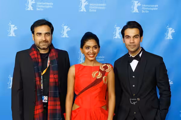 Pankaj Tripathi, Anjali Patil and Rajkummar Rao bei der Weltpremiere von Newton im Zoopalast zur Berlinale 2017