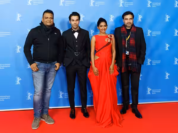 Amit V. Masurkar with Rajkummar Rao, Anjali Patil and Pankaj Tripathi at World Premiere of Newton in Zoopalast (2017)