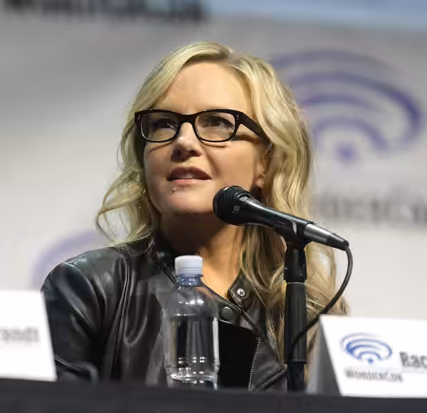 Rachael Harris speaking at the 2017 WonderCon, for "Lucifer", at the Anaheim Convention Center in Anaheim, California. Please attribute to Gage Skidmore if used