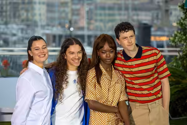 Alexia Chardard, Anton Salachas, Rosie Boccardi, Finnegan Oldfield at 2025 Cannes Adami Photocall