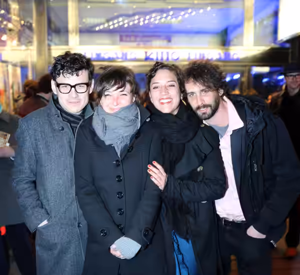 Manuel Rubey, Johanna Moder, Katharina Pizzera and Marcel Mohab at the viennese gala premiere of High Performance at Gartenbaukino (Vienna, Austria. (2014)