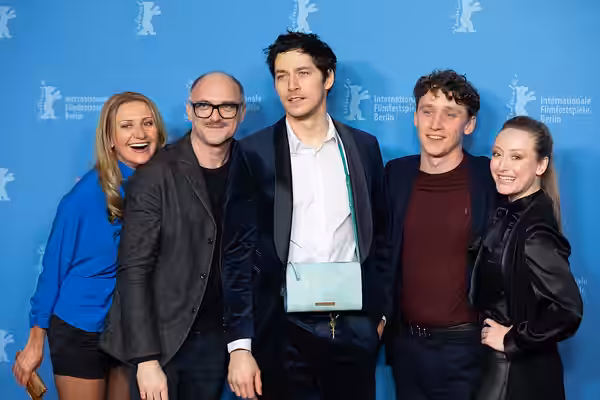 Angelika Niedetzky, Markus Schleinzer, Noah Saavedra, Aaron Friesz and Alina Fritsch presenting the Netflix series "Freud" at the Berlinale 2020