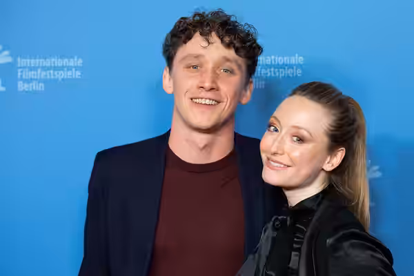 Aaron Friesz and Alina Fritsch presenting the Netflix series "Freud" at the Berlinale 2020
