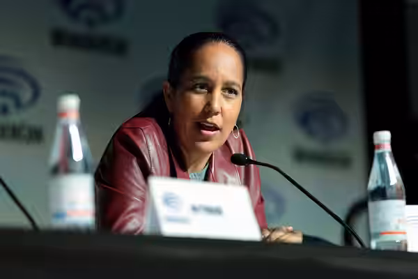 Gina Prince-Bythewood speaking at the 2018 WonderCon, for "Cloak &amp; Dagger", at the Anaheim Convention Center in Anaheim, California. Please attribute to Gag