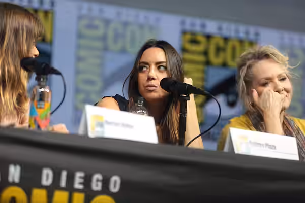 Aubrey Plaza speaking at the 2018 San Diego Comic Con International, for "Legion", at the San Diego Convention Center in San Diego, California. Please attribute