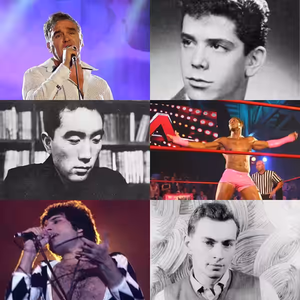 I created this image from previous public domain images of Morrissey, Lou Reed, Orlando Jordan, Gore Vidal, Freddie Mercury and Yukio Mishima (clockwise from to (2021)