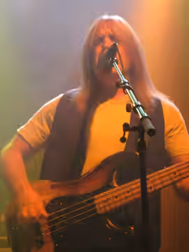 Trevor Bolder playing with Uriah Heep in Finland on 2 November 2008.