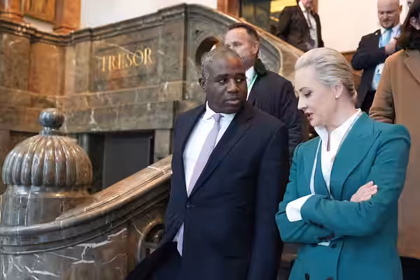 14/02/2025. Munich, Germany. Foreign Secretary David Lammy meets Yulia Navalnaya at the Munich Security Conference. Picture by Elliot Vick / FCDO