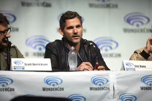 Eric Bana speaking at the 2014 WonderCon, for "Deliver Us from Evil", at the Anaheim Convention Center in Anaheim, California. Please attribute to Gage Skidmore