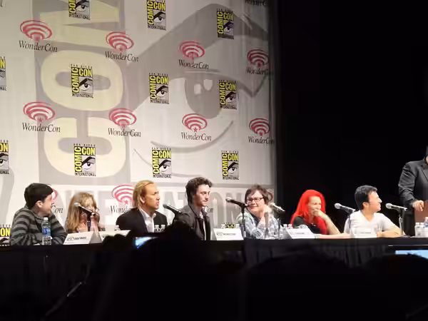 Kick-Ass panel - Christopher Mintz-Plasse, Chloë Grace Moretz, Nicolas Cage, Aaron Johnson, Clark Duke, Jane Goldman, John Romita Jr (2010)